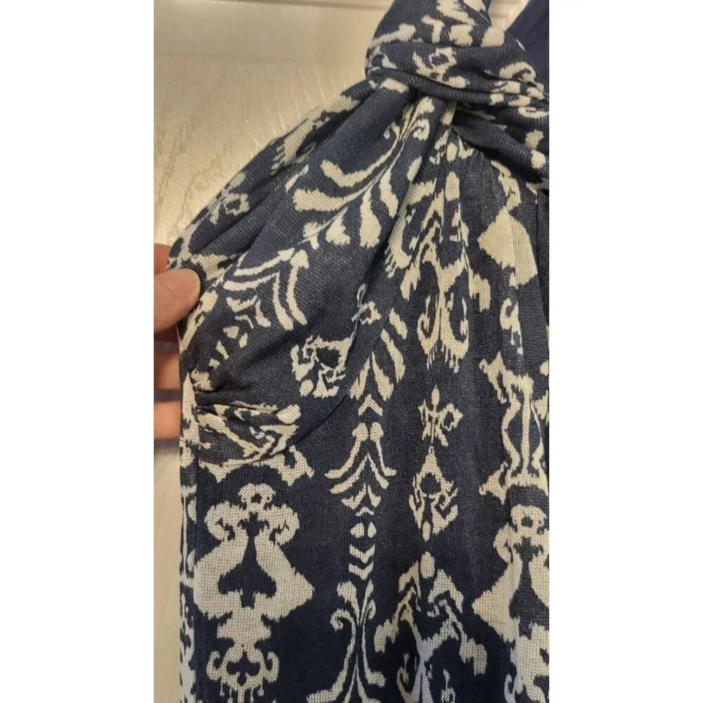 NWT Greylin Maxi Halter Racer Back Linen Look Wedding Guest Dress Size S Beach